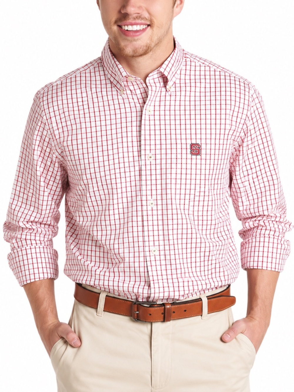 Southern Tide NC State Wolfpack Gameday Tattersall Sportshirt S Classic Fit